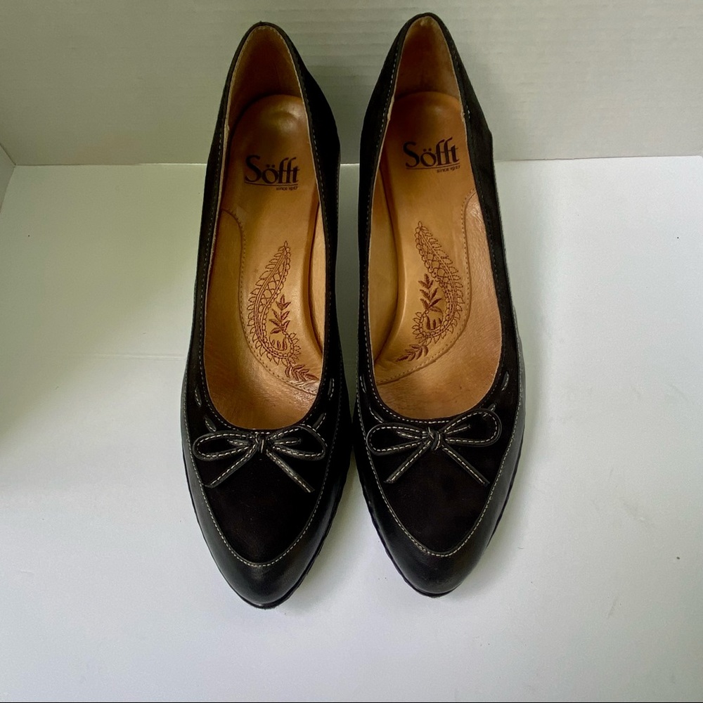 Sofft Alana Woman’s Black Leather and Suede Heels Size 8.5